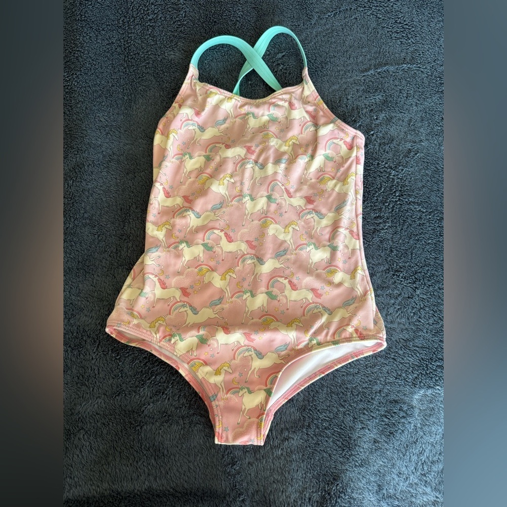 Mini Boden unicorn one piece swimsuit girls size 9-10